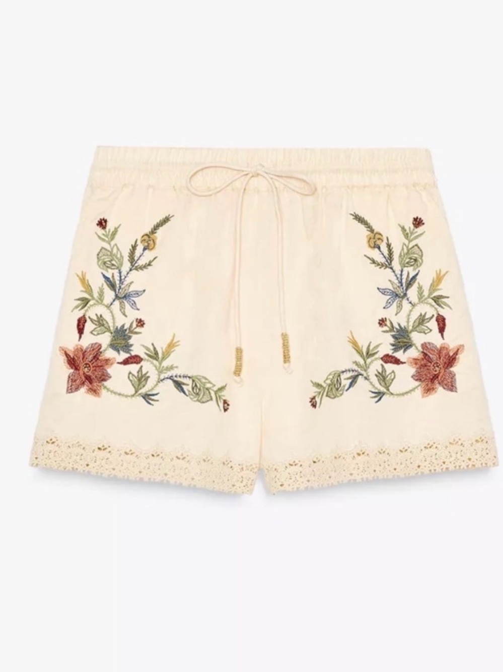 Zara Floral Embroidered Cami Tank & Shorts Matching Set Size S - Picture 4 of 9